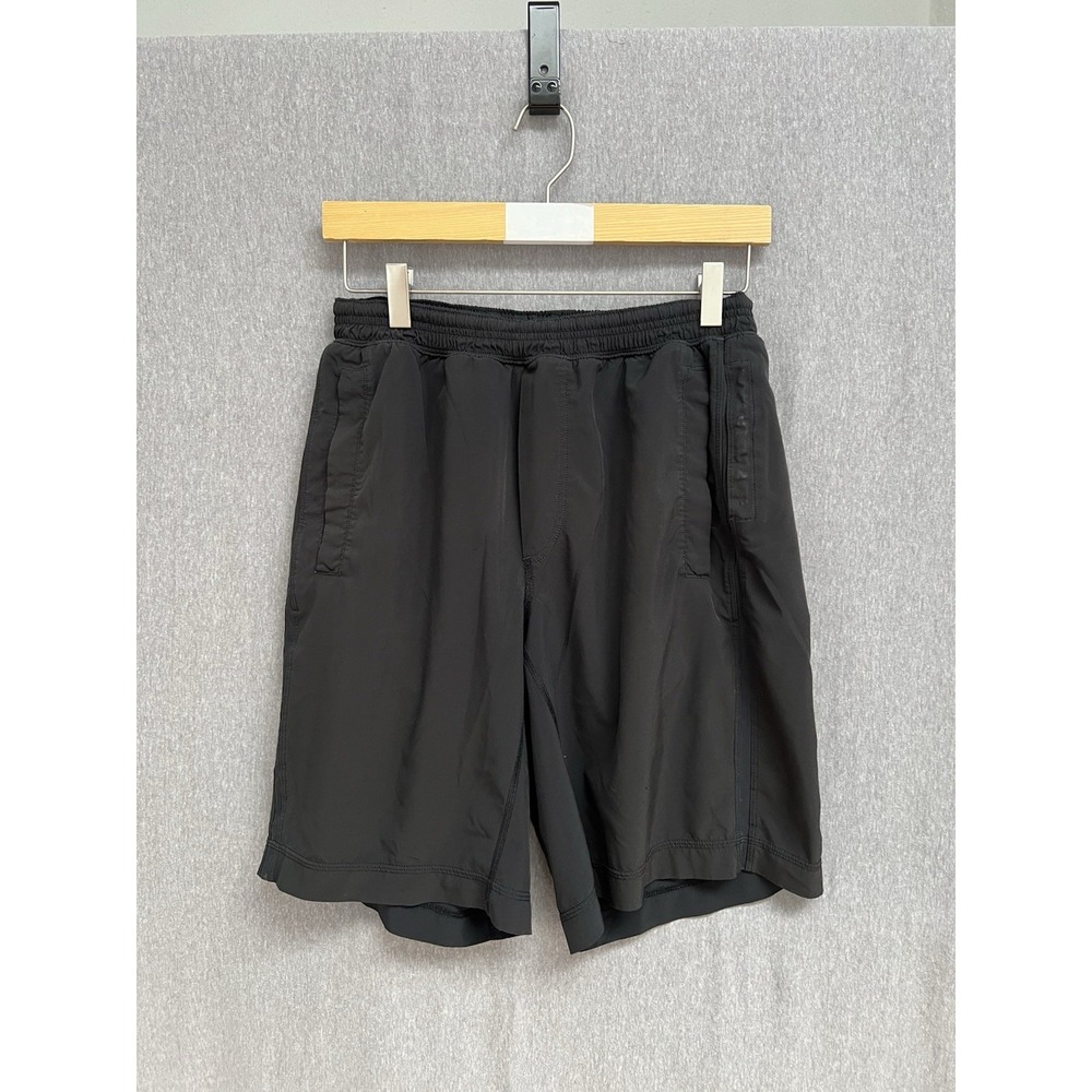 Lululemon Men's Black Athletic 9"inseam Shorts M Drawstring Pockets Stretch